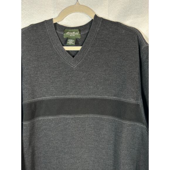 Vintage Eddie Bauer Sweater Pullover XL V Neck Cotton blend Gray classic casual - Picture 2 of 8